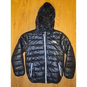 North Face Kids Puffer Jacket Small Black Hoodie Full Zip